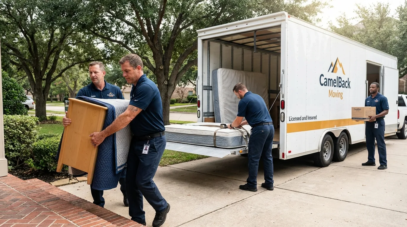 Crew loading residential truck for cross-state move from Waialua, HI